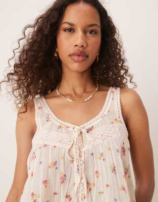 Asos Design Button Front Lace Trim Cami Top