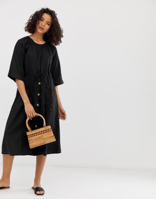 asos button front dress