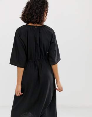 asos black linen dress