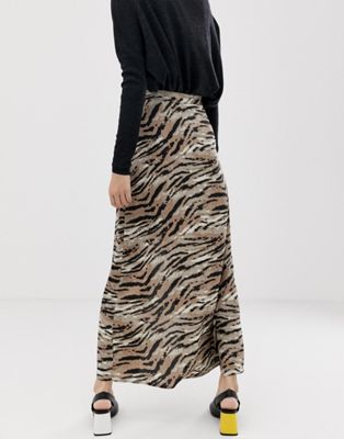 tiger print maxi skirt