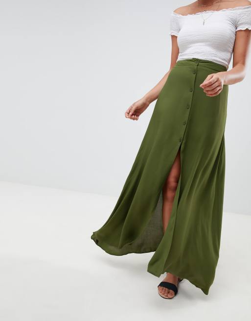 ASOS DESIGN button front maxi skirt