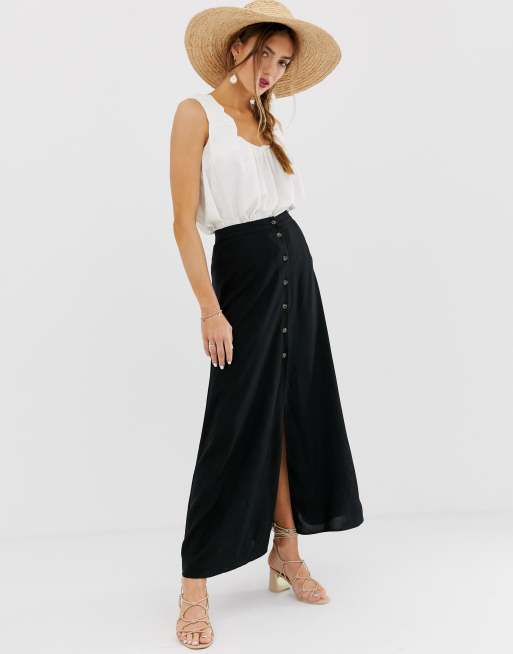 Asos button outlet front skirt