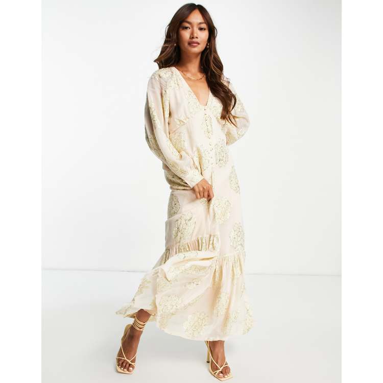 Asos design button through maxi tea dress hotsell