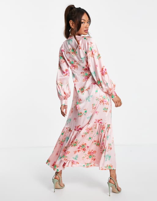 Pink floral 2024 dress asos