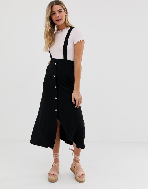 ASOS DESIGN button front midi pinafore skirt ASOS