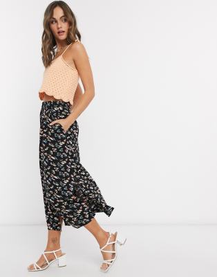 asos midi skirt black