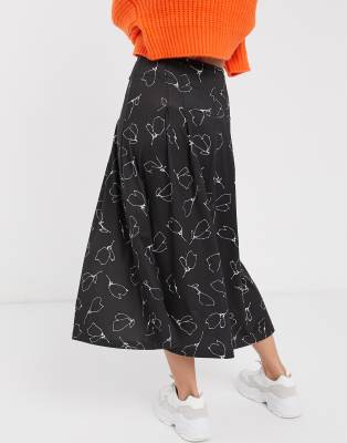 asos design midi skirt with button front