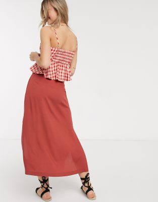 asos button front skirt