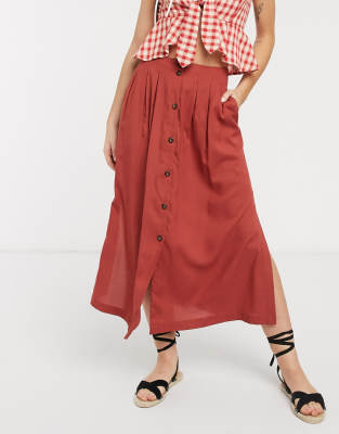 asos design midi skirt with button front
