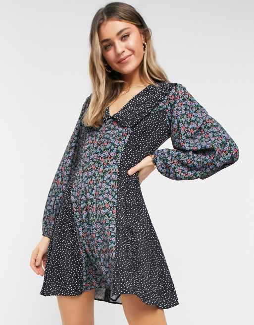 Asos design button through mini skater dress sale