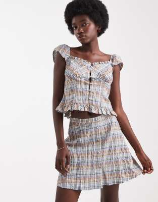 Asos Design Button Front Mini Skirt In White