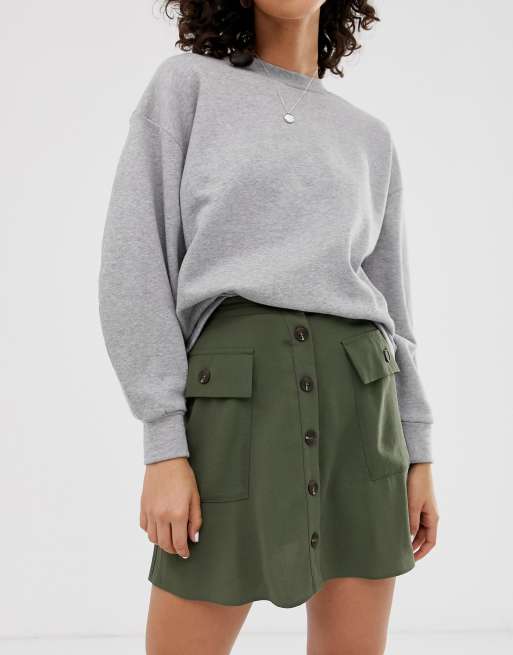 Asos button front skirt sale