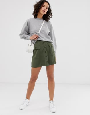 asos button front skirt