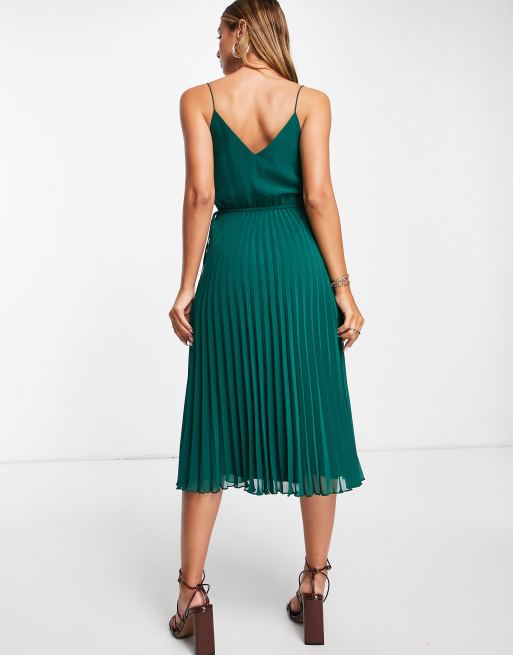 Asos design pleated cami midi dress with 2024 drawstring waist