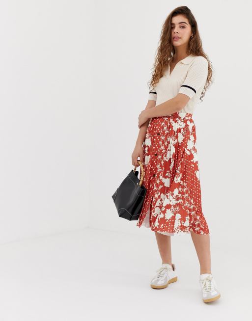 Asos button front outlet midi skirt