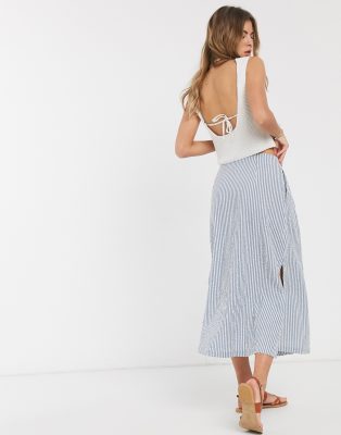asos design midi skirt with button front