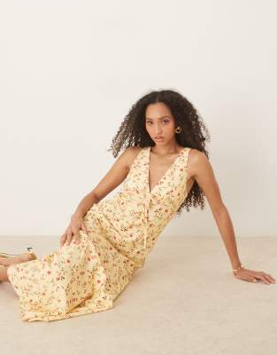 Asos Design Button Front Sleeveless Maxi Dress