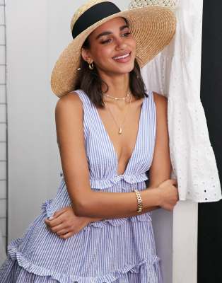 asos blue and white dress