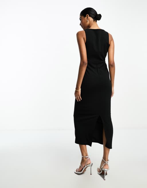 ASOS DESIGN button front vest midi dress in black | ASOS
