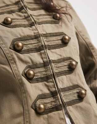 Asos Design Button Front Washed Utility Jacket In Green