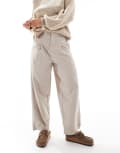 [ASOS DESIGN] ASOS DESIGN button hem barrel tailored pants in taupe stripe-Multi 4 Taupe stripe