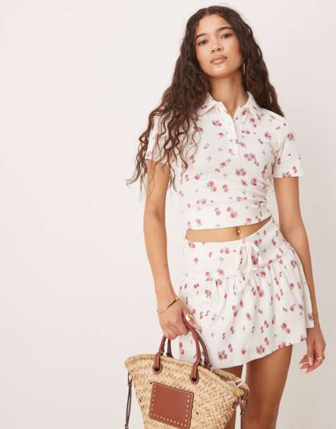 ASOS DESIGN button polo tee in ditsy floral (part of a set) - view 1