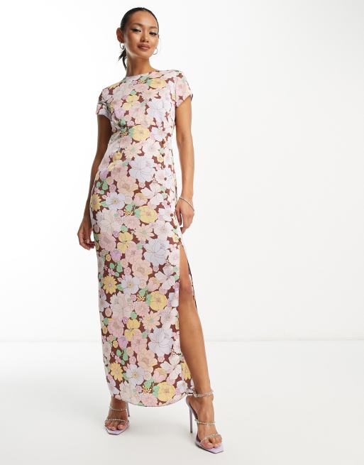 Asos design midi tea dress with buttons in floral print hotsell