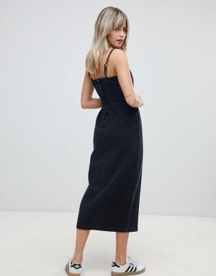 black midi denim dress