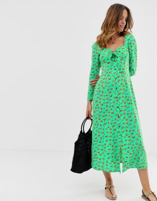 asos design button through maxi dress