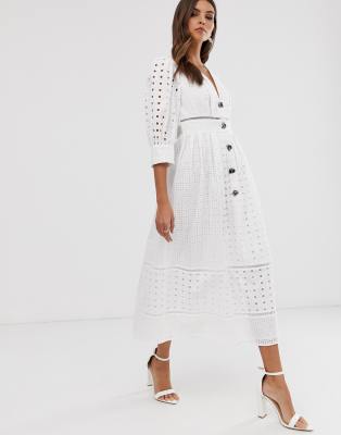 button through midi dress