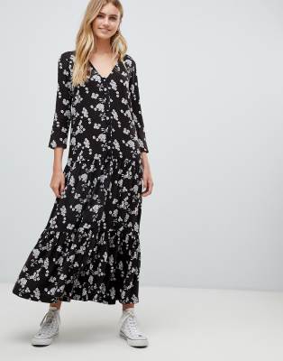 ASOS DESIGN button through casual maxi 