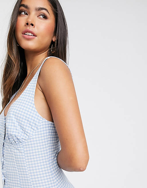 ASOS DESIGN button through cupped mini sundress in gingham