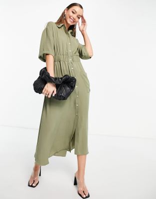 khaki shirt dress outfit