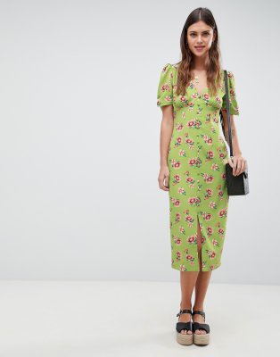 asos green floral dress