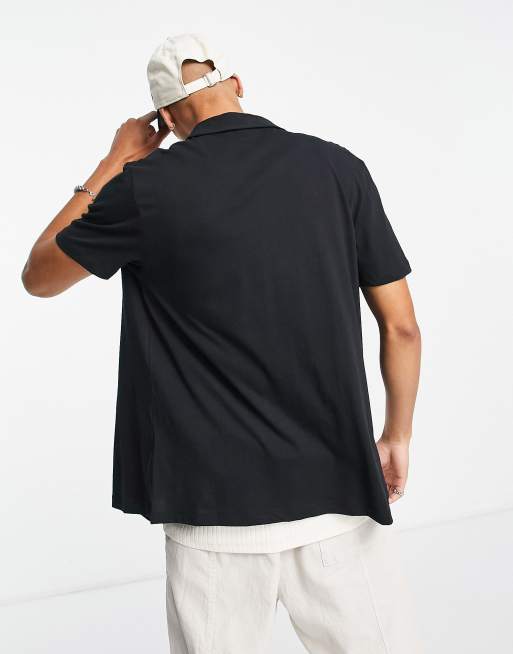 ASOS DESIGN button through jersey shirt in black | ASOS