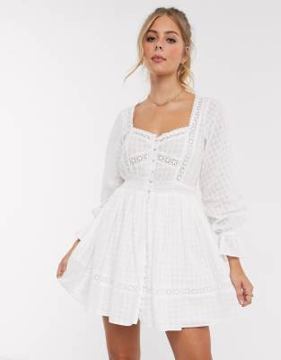 white button through dress