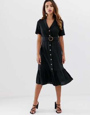 linen midi button dress