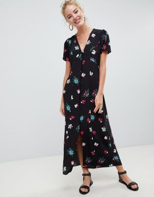 asos design button through maxi dress