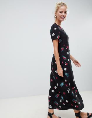 asos design button through maxi dress