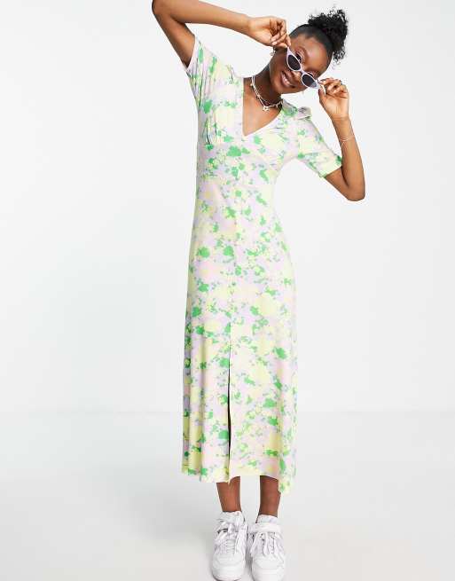 ASOS DESIGN button through maxi dress in pastel floral print ASOS