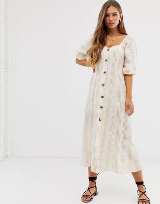 asos design button through maxi dress