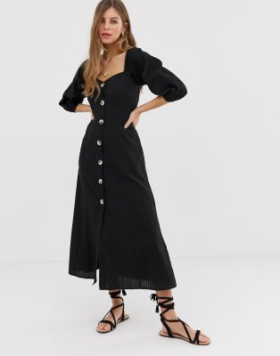 asos design button through maxi dress