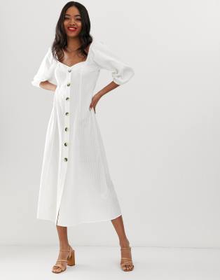 asos design button through maxi dress