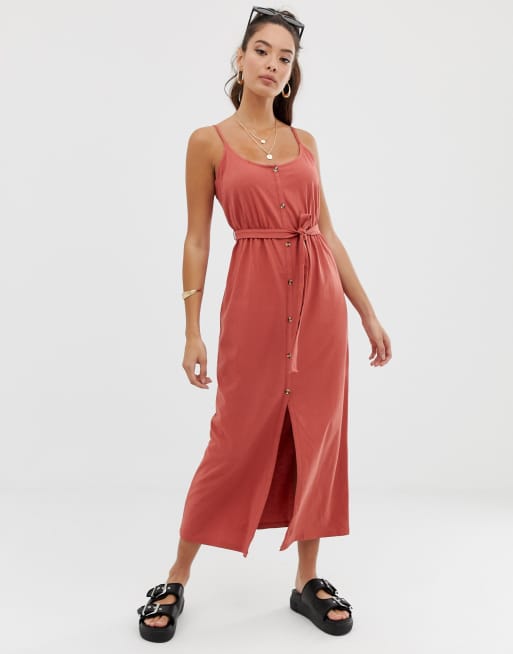 Asos design button through maxi dress hotsell