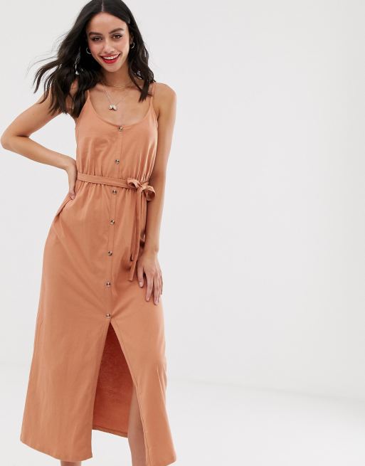 ASOS DESIGN button through maxi dress with self belt | ASOS