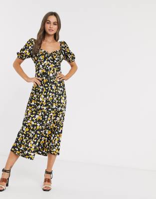 button through maxi tea dress