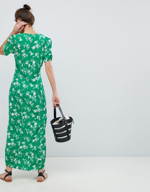 Asos button through hot sale maxi tea dress