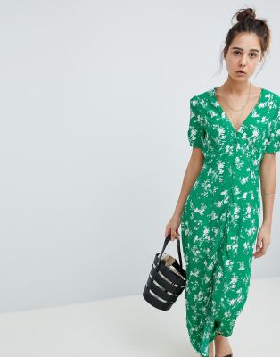 asos design button through maxi dress