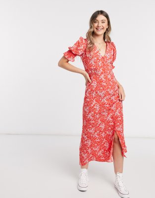 asos design button through maxi dress