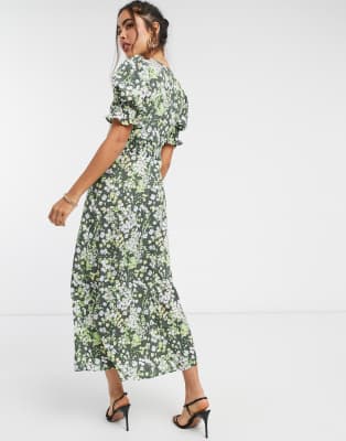 button through maxi tea dress